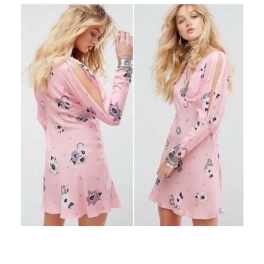 Pink Floral Long Sleeve Dress